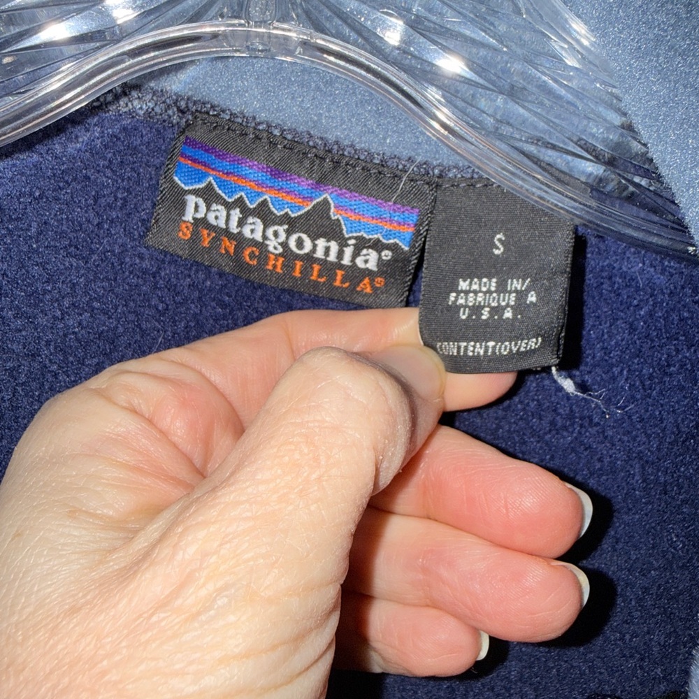Patagonia Synchilla Navy Autumn Vest 🧥 Vintage 90s Fleece Full Zip Size Small - Picture 2 of 5